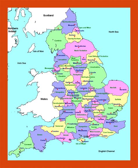 Administrative map of England | Maps of England | Maps of United ...