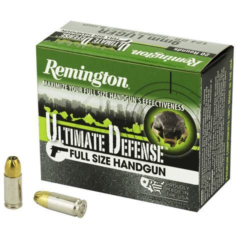 Remington Ultimate Defense 9mm Ammo 124 Grain Brass JHP 20 Rounds ...