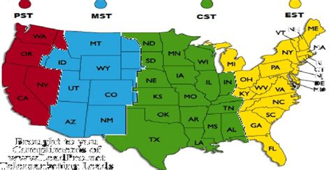 Us Time Zone Map Printable