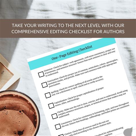 Editing Checklist for Writers and Authors Edit Your Novel or - Etsy