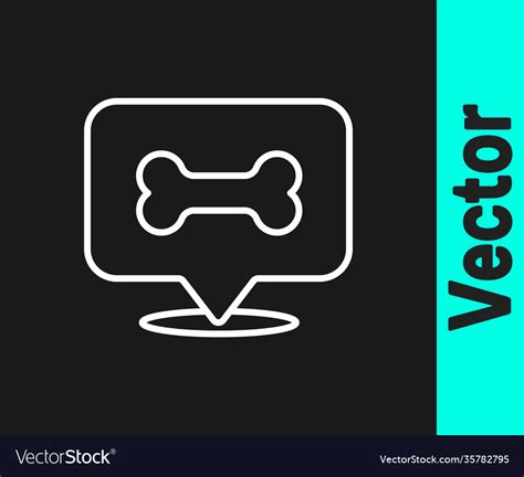 White line dog bone icon isolated on black Vector Image