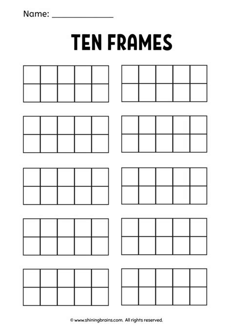 Blank Ten Frame Free Worksheets and Printables - Shining Brains