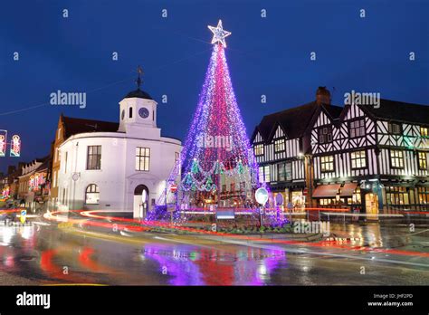 Christmas lights, Market Cross, Stratford-upon-Avon, Warwickshire ...