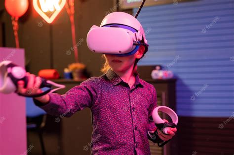 Premium Photo | Vr game and virtual reality kid boy gamer six years old ...