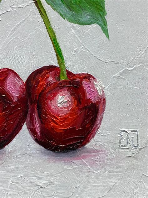 Cherry Original Art Cherries Painting Wall Art Still Life With | Etsy