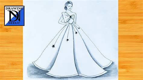 Easy way to draw girl beautiful dress | Very easy pencil drawing ...