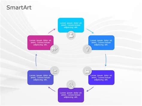 SmartArt Cycle Diverging Circle 6 Steps