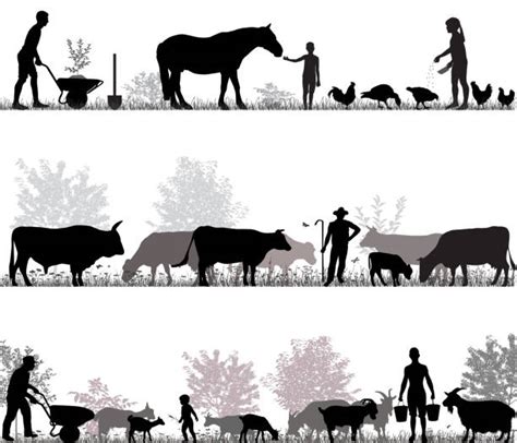 Farmer Family Clipart Black