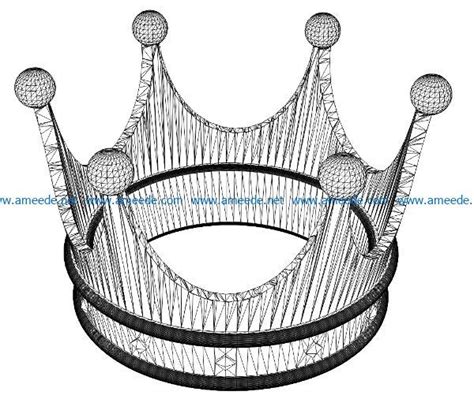 a drawing of a crown with three balls on it's sides and the top