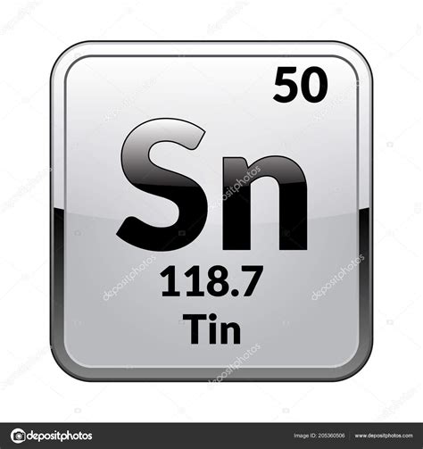 Tin Symbol Chemical Element Periodic Table Glossy White Background ...