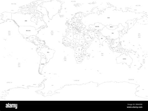 Political map of World with capital cities of countries. Handdrawn ...