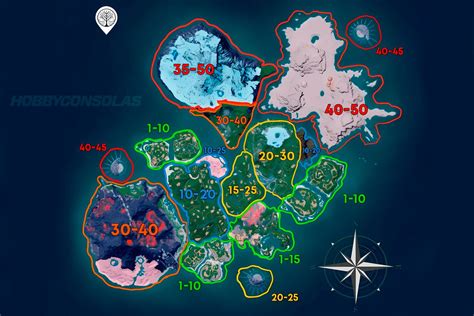 Mapa completo de Palworld con los niveles de los Pals que puedes ...