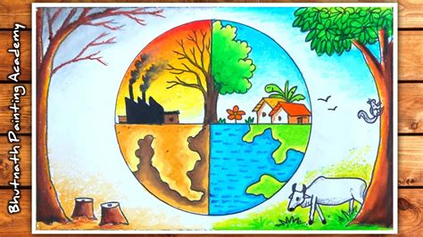 world environment day drawing save earth||how to draw nature - YouTube