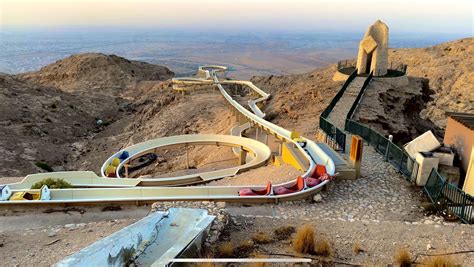 Water slide at Mercure hotel on top of Jebel Hafeet mountain in Al Ain ...