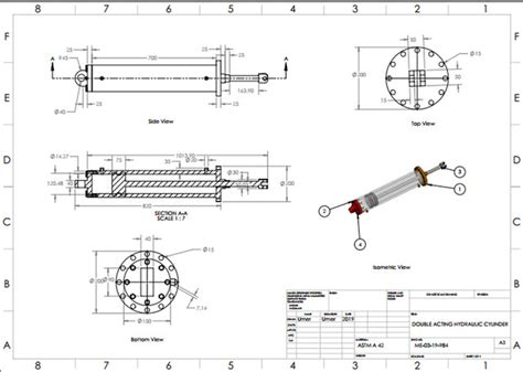 3D and 2D drawing of Hydraulic Piston Cylinder Assembly - download free ...