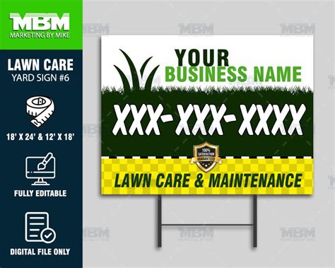 Lawn Care Yard Signs Personalized Landscaping Entrepreneur Custom Yard ...