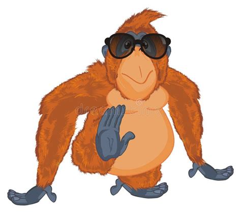 Orangutan in Black Sunglasses Stock Illustration - Illustration of ...