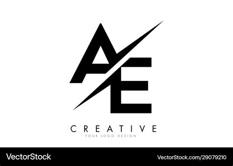 Ae a e letter logo design with a creative cut Vector Image