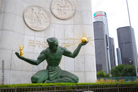 Spirit of Detroit statue in downtown Detroit. Iconic symbol of largest ...