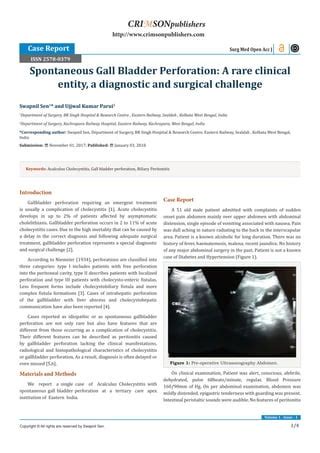 Spontaneous Gall Bladder Perforation: A rare clinical entity, a ...