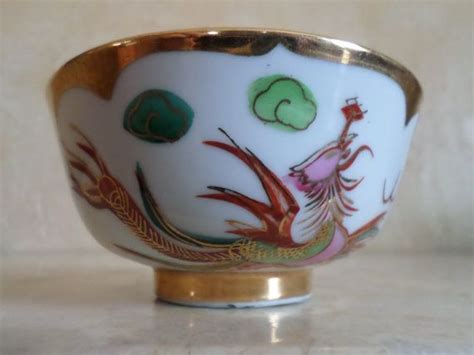 Vintage Chinese Dragon and Phoenix Rice or Soup Bowl and Spoon Set ...