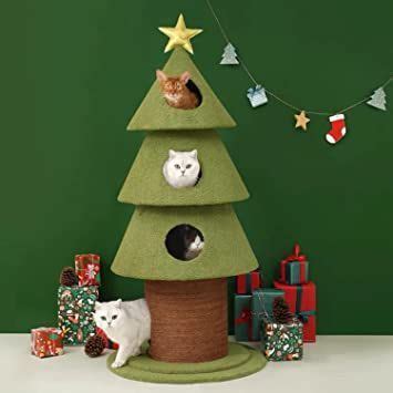 TyhhxNq Cat Tree Tower 140cm Christmas Tree Cat Scratching Post with 4 ...