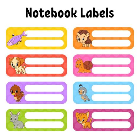 Bright stickers. School labels for books and notebooks. Rectangular ...