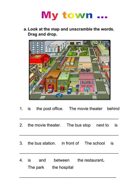 My town... - Interactive worksheet | My town, Towns, Esl teaching