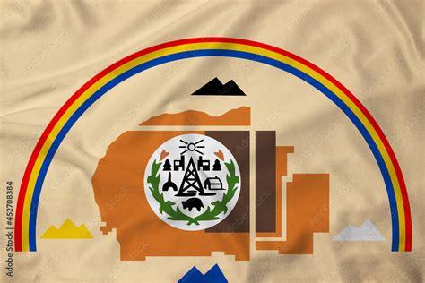 Flag of the Navajo Nation, realistic rendering with texture Stock ...