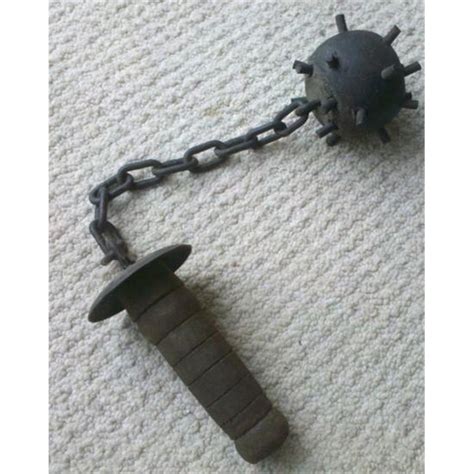 vintage mace ball and chain weapon measures 19 1/2 inc