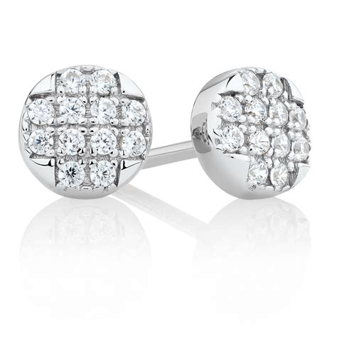 Round Stud Earrings with Luxe Cubic Zirconia in Sterling Silver