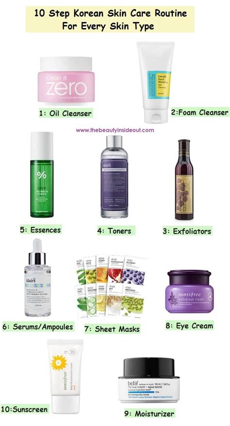 10 Step Korean Skin Care Routine Day and Night Products