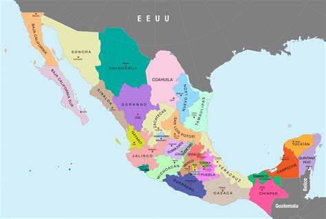 32 Estados de México | ¿Cuáles son? Capitales de cada estado