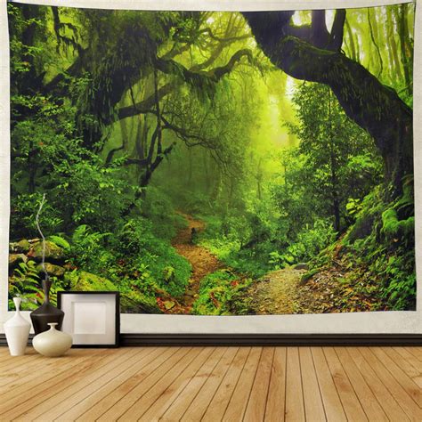 Rainforest Landscape Tapestry Forest Road Tapestry Wall Hanging Trees ...