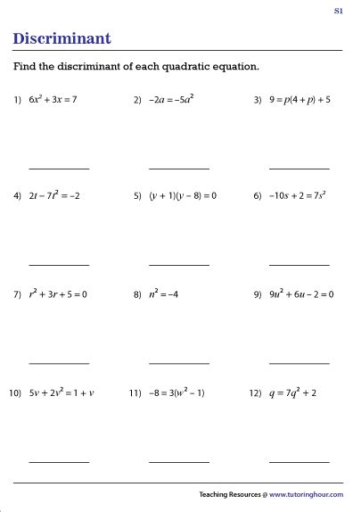 The Discriminant Of A Quadratic Worksheet - Quadraticworksheet.com