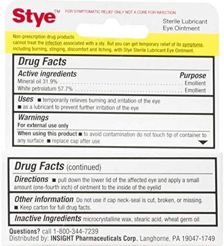 Stye Sterile Lubricant Eye Ointment | Ophthalmologist Tested | 0.125 FL ...