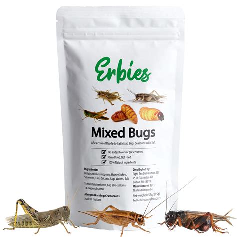 Erbies Edible Bugs Mixed Trail Mix, 15g Bag, Seasoned and Crunchy ...