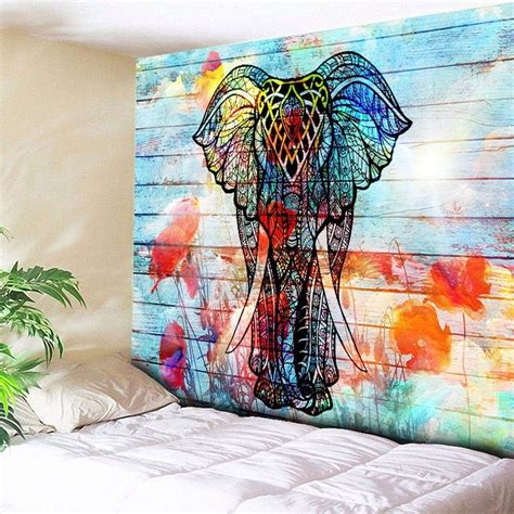 Elephant Print Wall Hanging Wood Grain Tapestry | Elephant wall hanging ...