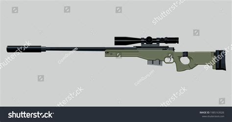 Awp Awm Sniper Wapon Vector Drawing Stock Vector (Royalty Free) 1985163026