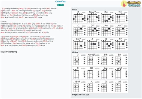 Chord: One of us - tab, song lyric, sheet, guitar, ukulele | chords.vip