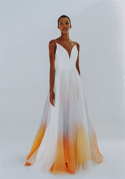 Orange ombre wedding dress | Ombre wedding dress, Wedding dresses, Gowns