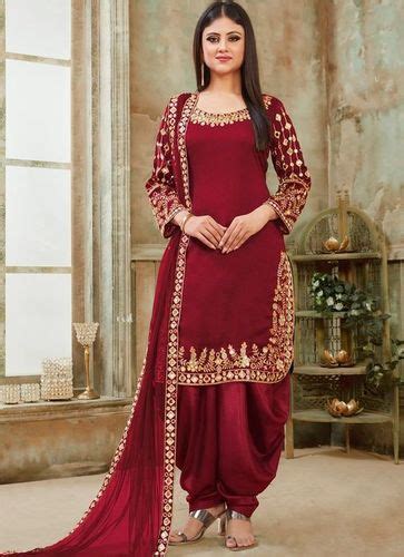 Red Punjabi Style, Designer, Party Wear, Long Sleeves, Ladies Salwar ...