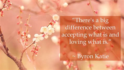 "There's a big difference between accepting what is and loving what is ...