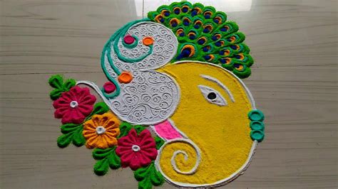 Ganesh / ganpati chaturthi special rangoli design - ArtsyCraftsyDad