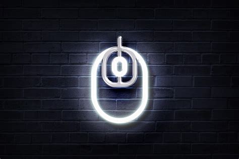 Premium Photo | Neon computer mouse on a brick wall