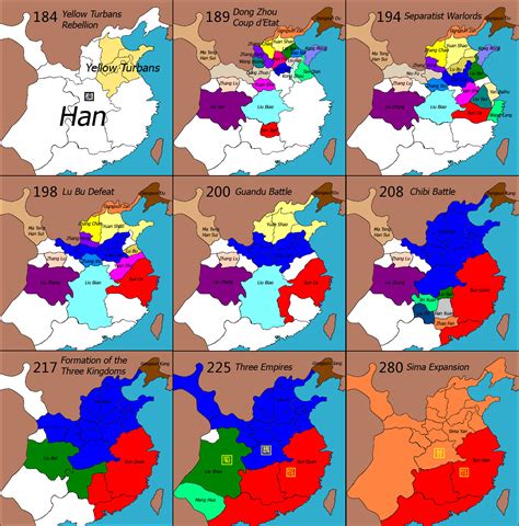 Chronological Political Map of the Three Kingdoms : r/totalwar