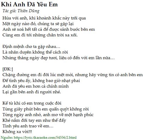 Loi bai hat Khi Anh Da Yeu Em (Thien Dung) [co nhac nghe]