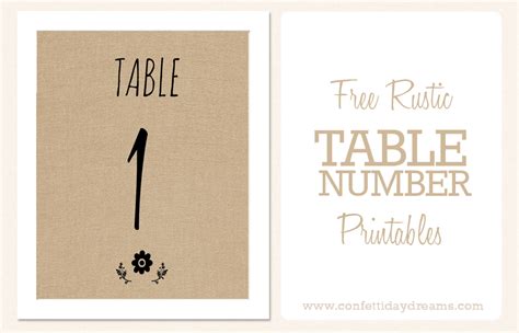 Cute Rustic DIY Table Number Download