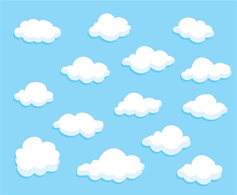 Collection set of variation cartoon clouds vector on blue background ...