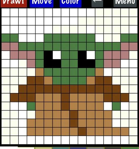 Baby Yoda Pixel Art Star Wars Baby Yoda Cute Pixel Art Bead Sprite ...